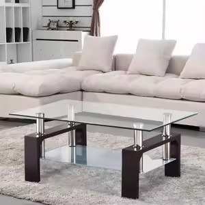 New Modern Living Room Center Table with Glass Top (Large)