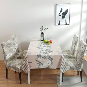 Wooded Dining Center Table With thick Flower Cloth / 4 Chairs