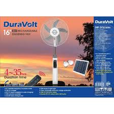 Duravolt solar rechargeable fan 3in1 16''inch